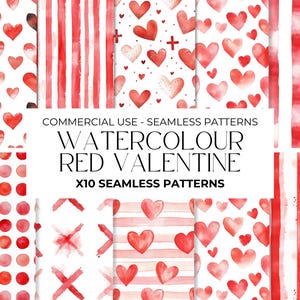 Aquarelle, motif transparent pour la Saint-Valentin, coeurs rouges et blancs, papiers numériques, motif répétitif, rayures, amour, papier transparent, publicité