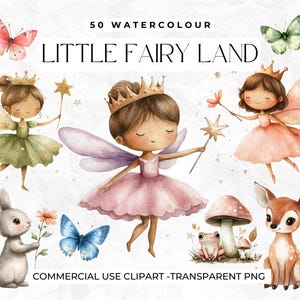 Aquarelle fée Clipart, fées mignonnes, fée princesse PNG, Magical Kingdom PNG, Clipart Girly, pays des fées, chambre d'enfant, Clipart commercial