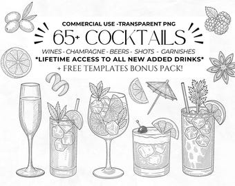 Cocktail Clipart, Signature Cocktail, Aperol Spritz, Espresso Martini, Alcohol Illustrations, Non Alcoholic Drinks, Beers Clipart, Beverage