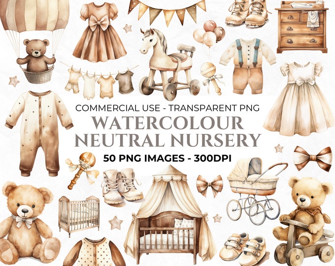 Watercolor Clipart Baby Shower Clipart Newborn Baby Boy Girl Watercolor ...