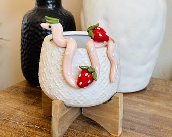 Strawberry Snake Pot Perch - Plant Pot Decoration