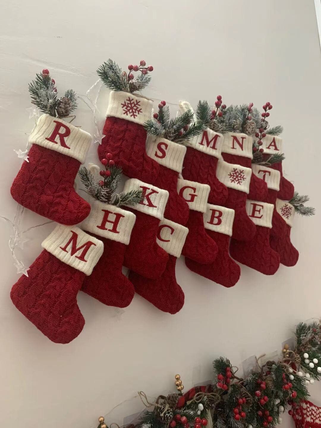 Initial Cable Knitted Stocking Mini Monogrammed Stocking Etsy