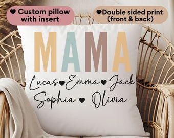 Custom Mama Pillow with Names, Personalized Decor Pillow Mothers Day Gift, Mom Birthday Gift, Mama Cushion Pillow with Names, Pillow Decorer