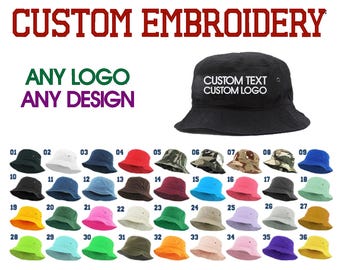 Custom Embroidered Bucket Hat: Personalized Text, Logo Bucket Hats