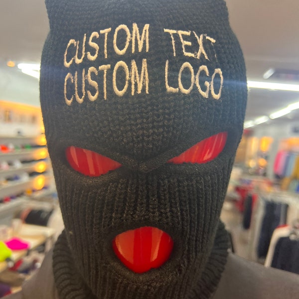 Personalized ski mask| Custom text embroidery| Three Hole Ski Mask, Custom embroidered 3-Hole Ski Face Mask| Three Hole Balaclava