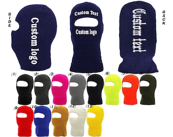 hole ski mask with text, Embroidery with custom logo, Any Custom logo Embroidery, Custom text Embroidery, One Hole ski Mask Custom text,