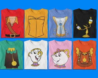 Beauty And The Beast Belle Halloween Costume Shirt/Family Matching Shirt/Beast, Gaston, Clock, And Lamp Inspired Costume T-Shirt