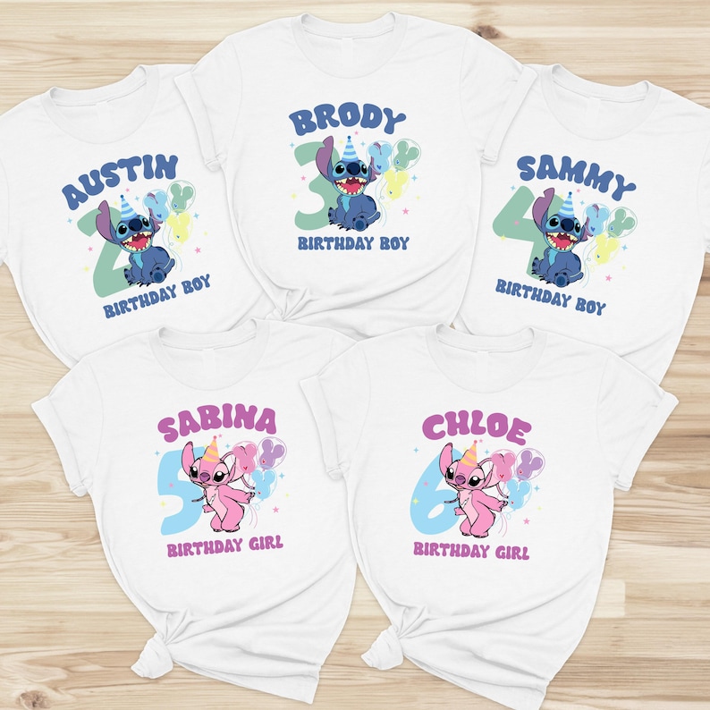 Stitch Shirt, Disney Tee, Disney Stitch Shirt, Angel Shirt, Kids Birthday Shirt, Birthday Girl Shirt, Birthday Boy , Custom Birthday Shirt image 3