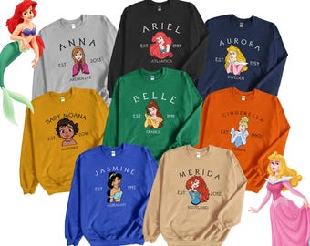 Disney Princess Sweatshirt, Disneyland Sweatshirt, Girls Disneyland trip, Princess Sweatshirt, Disneyland Princess Shirt, Disney Sweater