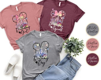 Watercolor Mickey Castle Shirt, Disney Birthday Tee, WDW Disneyland Family Trip Shirt, Birthday Boy Outfit, Birthday Girl Top