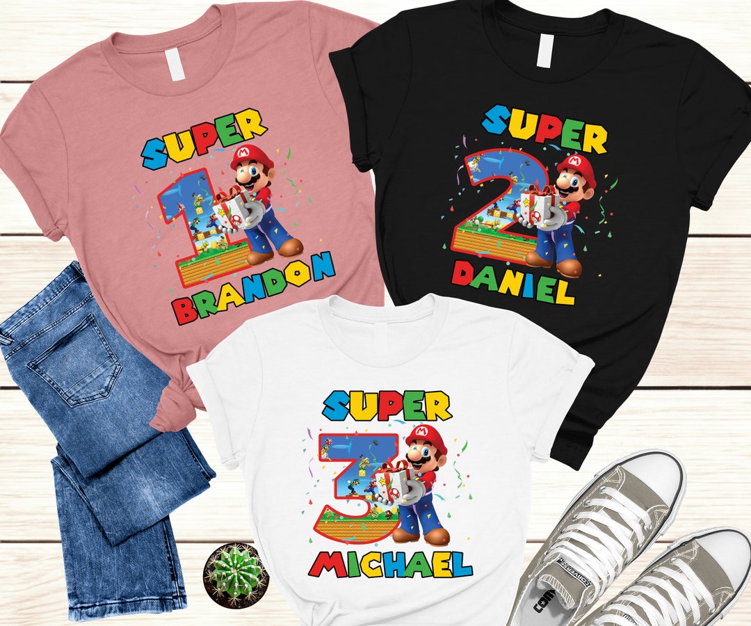 Personalized Super Mario Birthday Shirt, Custom Super Mario Birthday ...