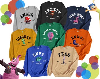Inside Out Sweatshirt, Inside Out Characters Sweatshirts, Inside Out Hoodie, Inside Out Family Party,  Inside Out Matching Sweater