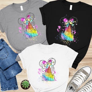 Minnie Castle Shirt, Disney Watercolor Castle Minnie Shirt, Rainbow Shirt, Disney family Trip Shirt, Disney World Shirt