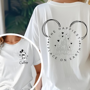 Custom Happiest Place on Earth Shirt, Disney Castle Tee, Mickey Castle Shirt, Disney Vacation Outfit, Magical Kingdom Shirt for Disney Fans