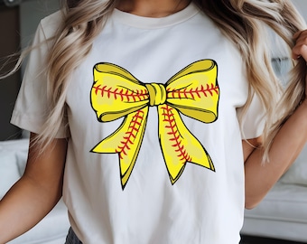 Coquette Softball Bow Sweatshirt, Softball Sweater, Game Day Shirt, Softball Bow Shirt, Softball Mom Shirt, Coquette Bow Shirt