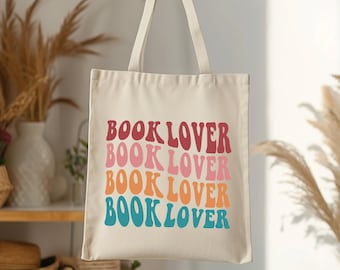 Retro Book Lover Tote Bag, Book Lover Gifts, Book Club Tote, Gift for Readers, Book Lover Tote Bag, Book Reader Tote Bag, Bookish Bag