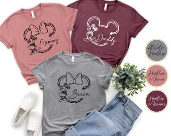 Camiseta familiar personalizada de Disney, camiseta de viaje familiar de Disney, camiseta personalizada de Mickey y Minnie, atuendo de vacaciones de Disneyland, camisetas familiares a juego