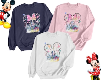 Sweat-shirt château Mickey et Minnie Head, sweat-shirt Magic Kingdom, pull Mickey, pull voyage Disneyland, sweat à capuche Disney