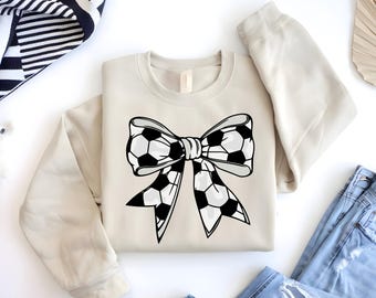 Coquette Soccer Bow Sweatshirt, Coquette Soccer Bow Shirt, Game Day Shirt, Aesthetic Game Day Shirts, Sports Mom, Soccer Mom Shirt