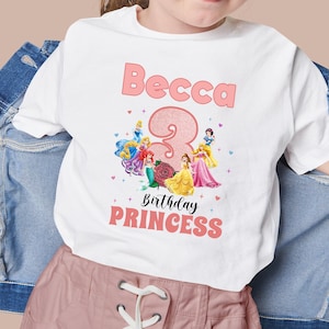 Chemise anniversaire princesse, chemise personnalisée princesse Disney, chemise anniversaire princesse Disney, chemise anniversaire pour tout-petit, anniversaire fille Disney