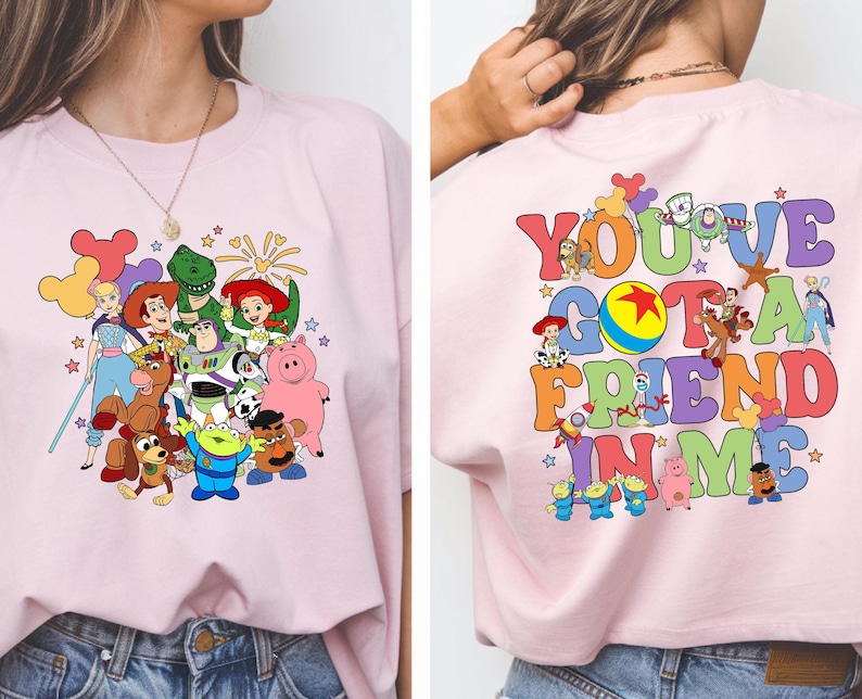 Camiseta "Tienes un amigo en mí", Camiseta de personajes de Toy Story, Camiseta de Disney Toy Story, Camiseta de Buzz Lightyear, Camiseta de la amistad de Disney imagen 2