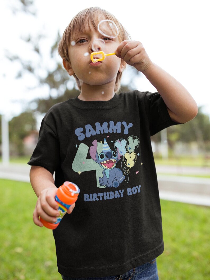Stitch Shirt, Disney Tee, Disney Stitch Shirt, Angel Shirt, Kids Birthday Shirt, Birthday Girl Shirt, Birthday Boy , Custom Birthday Shirt image 5