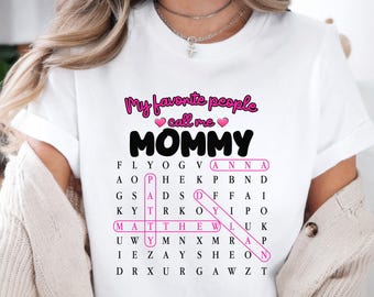 Personalized My Favorite People Word Search Puzzle, Custom Mother's Day Shirt, Personalized Kids Names Nana Mimi Gigi Shirt, Mother's Day
