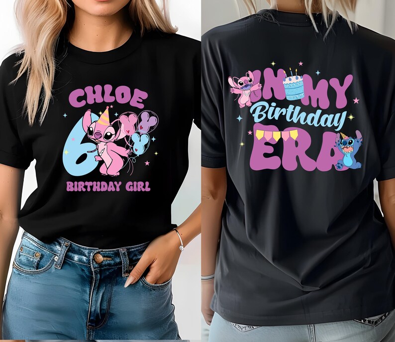 Stitch Shirt, Disney Tee, Disney Stitch Shirt, Angel Shirt, Kids Birthday Shirt, Birthday Girl Shirt, Birthday Boy , Custom Birthday Shirt image 2