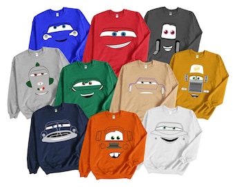 Disney Cars Face Outline Sweatshirt, Disney Car Face, Cars Group Shirt, Disney Cars Sweatshirt, Cars Sweatshirt, Disney Vacation
