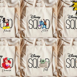 Disney Squad Tote Bag, Custom Disney Squad, Disney Canvas Bag, 2025 Disney Tote Bag, Mickey & Friends Bag, Disney Princess Tote Bag