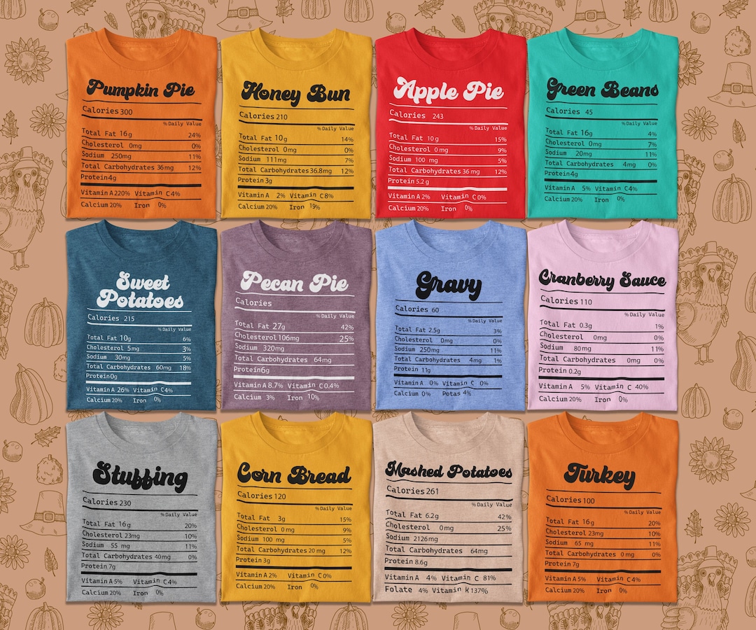 Thanksgiving Food Shirt, Nutrition Thanksgiving Shirts, Matching