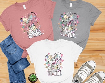 Disney Minnie Castle Shirt, Magical Castle Shirt, Disney Watercolor Castle Tee, Disneyland Shirt, Minnie Ears tee,  Disney Family Shirt