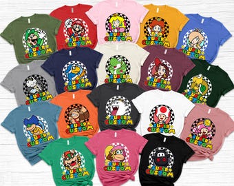 Custom Name Mario Shirt, Mario Gaming Shirt, Personalized Mario And Friends Gaming Matching Family Shirt, Custom Mario Shirt