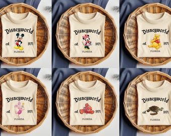 Retro Disney World 1971 Shirt, Mickey & Friends Tee, Disney All Characters Shirt, Disney Group T-shirt, Matching Disney Trip Shirt