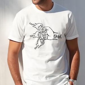 Custom Fist Bump Shirt, Custom Dad Shirt With Kids Names, Fist Bump Dad Shirt, Father&#39;s Day Gift, Gift For Dad, Custom Names Dad Shirt