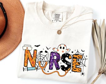 Comfort Colors® Halloween Nurse Shirt, Cute Halloween Nurse Shirt, Nurse Shirts, Spooky Nurse Shirt, Gift For Halloween, Spooky Season Shirt