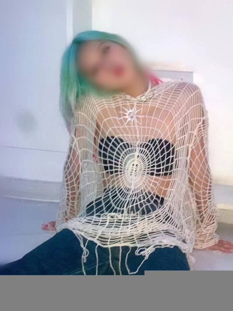 Discover Spider Web Hollowed Out Knit Hoodie for Women's Top Y2k Clothes Gift For Her Halloween Gift