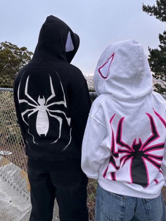 Spiderman Y2K Hoodie Hip Hop Punk Style Oversize Zip-up With - Etsy