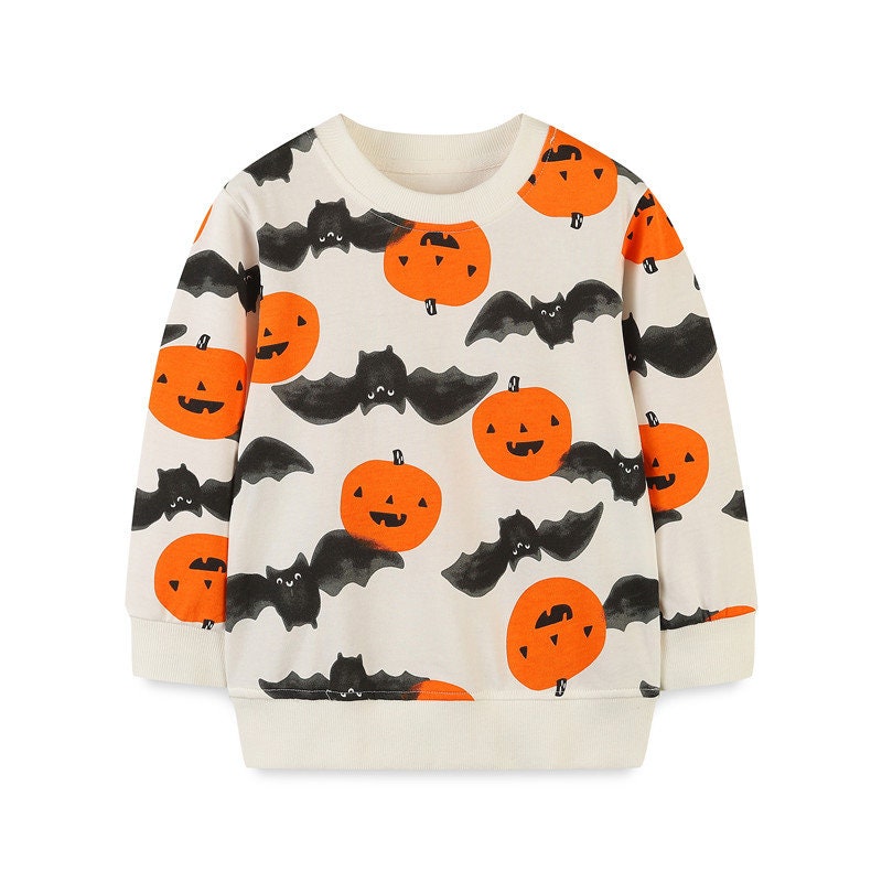 Discover Pumpkin Toddler Sweatshirt, Skeleton Bat Sweatshirt, Halloween T-Shirt, Spooky Toddler Shirt