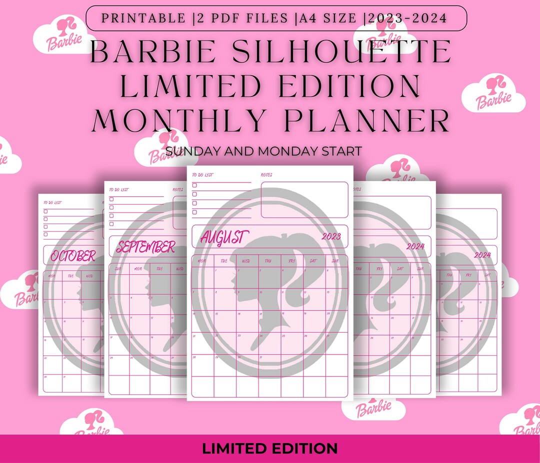 Barbie Planner Printable 20232024 Monthly Planner Barbie Etsy