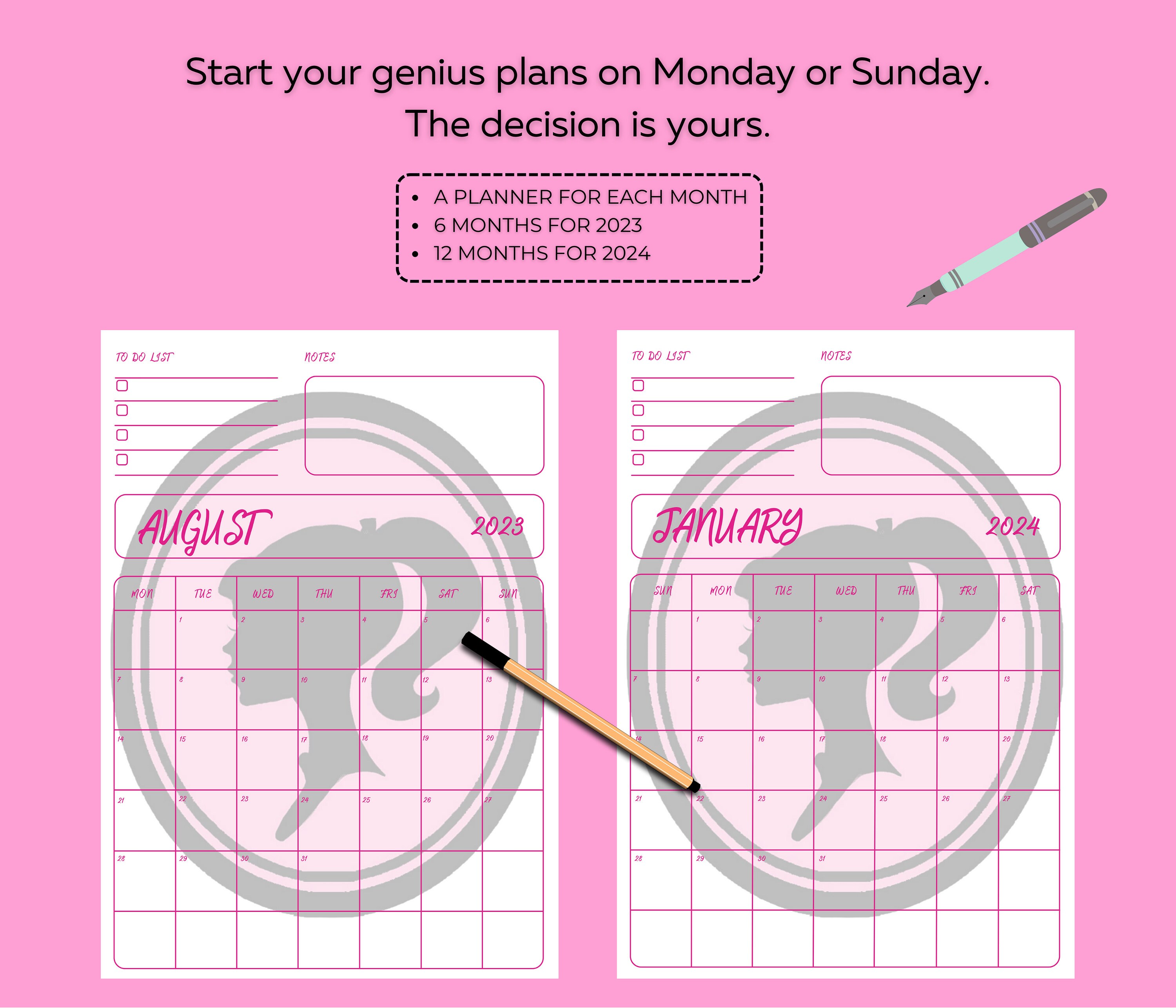 Barbie Planner Printable 20232024 Monthly Planner Barbie Etsy Australia