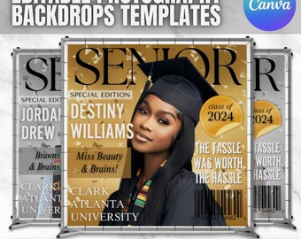 Class of 2026 Graduation Party Decor, Magazine Cover Graduation Backdrop: DIY Non-Pro Editable Canva Template (Instant Digital Download)