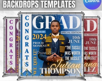 Class of 2026 Graduation Party Decor, Magazine Cover Photo Booth Backdrop (DIY Editable Canva Template, Instant Digital Download)