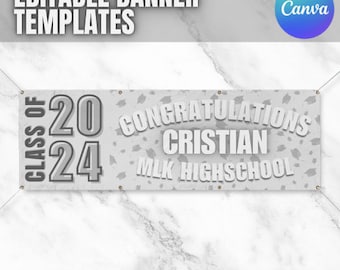 Faixa de Formatura da Turma de 2026: Decoração de Festa DIY Editável (Modelo Canva Não Profissional Editável, Download Instantâneo, Guia em PDF Incluso)