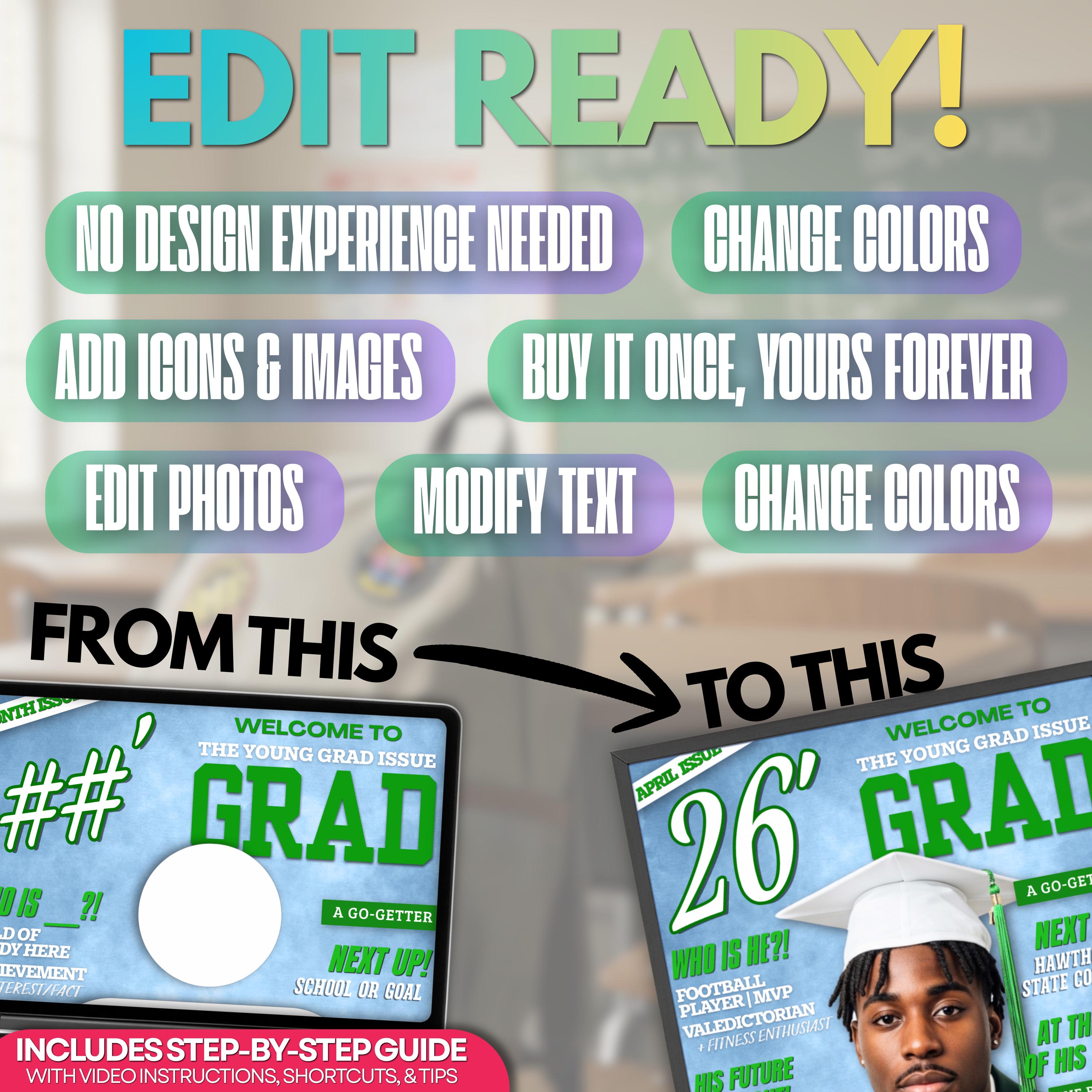 Graduation Party Welcome Sign (5 Sizes) - Green & White Grad Magazine ...
