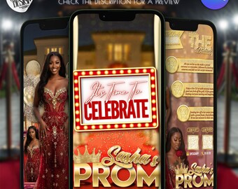 Prom Send Off Invitation - Gold and Red Animated Prom Queen Sendoff Evite | Editable Canva Template, Instant Download