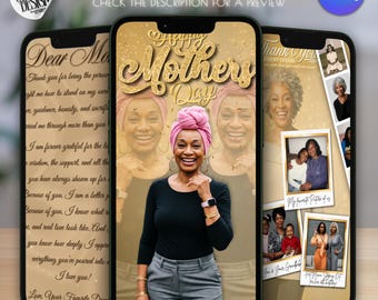 Beige & Gold, Mother's Day E-Card Video | Editable Canva Template, Instant Download