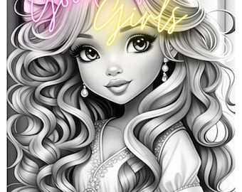 20 Grayscale, high quality coloring pages cute girls in their lovely pajamas. What fun!