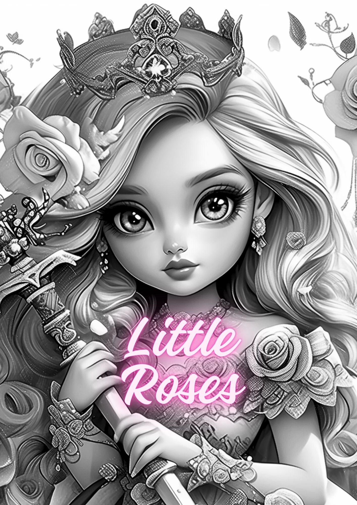 30 Grayscale Coloring PDF Images of Little Roses Etsy