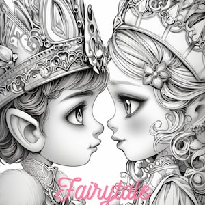 33. High quality in Grayscale PDF Coloring, images of fairy love.